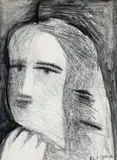 Head Study by Charles Blackman, charcoal on paper, offered May 2007