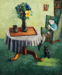 Interior With Cat by Sali Herman, 1960, oil on canvas, offered May 2007