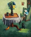 Interior With Cat by Sali Herman, 1960, oil on canvas, offered May 2007