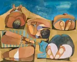 Beach Scene by Dorothy Braund, 1980, watercolour on paper, sold May 2007