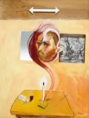 Vincent by Brett Whiteley, 1968, oil, ink, mirror and razor on board, sold Aug 2007