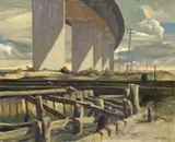 Landscape With A Car by Rick Amor, 2000, oil on canvas, sold Aug 2007