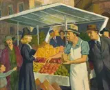 The Fruit Seller (Martin Place) by Roland Wakelin, oil on composition board, offered Aug 2007
