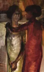 Aboriginal Women by Jacqueline Hick, oil on composition board, sold Aug 2007