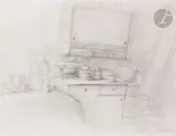 La Cuisine by Gérard Barthélémy, 1975, Fusain et crayon sur papier japon, sold Sep 2024