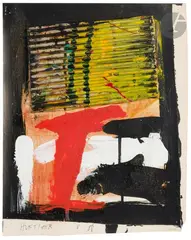 Composition by Jean-Paul Huftier, 1988, Acrylique et collage sur papier, sold Sep 2024