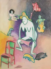 On se déshabille ! by Claire Bretécher, Pastel sur carton double-face, sold Jul 2024