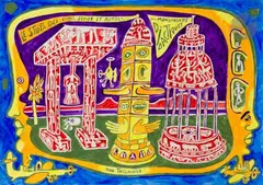 Le Stup. des cinq sens et autres...monuments didactiques by Yvon Taillandier, Gouache, sold Jul 2024
