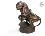 Jaguar et serpent by Thomas François Cartier, Terre cuite patinée, sold Jul 2024