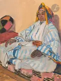 Portrait de femme marocaine assise by Suzanne Drouet-Réveillaud, Gouache, sold Jul 2024