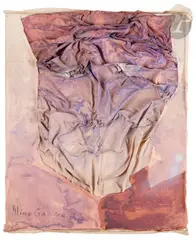 Visage by Aline Gagnaire, Toile peinte froissée sur toile, sold Jun 2024