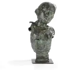 Étude de buste n° 1 by Georges Jeanclos, 1982, Épreuve en bronze à patine brun-vert, sold Jun 2024