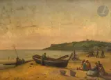Barque sur la grêve en Normandie by Jacques Gustave Hamelin, Toile d'origine, sold Jun 2024