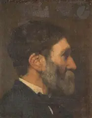 Autoportrait de profil by Jacques Gustave Hamelin, Toile marouflée sur carton, sold Jun 2024