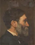 Autoportrait de profil by Jacques Gustave Hamelin, Toile marouflée sur carton, sold Jun 2024