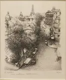 Vue de Paris, la Seine et la Tour Eiffel by Robert Lotiron, Lithographie, sold Apr 2021