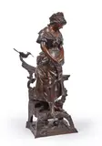 Ninette ou la petite voleuse by Auguste de Wever, Bronze à patine brune, sold Apr 2021