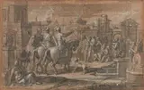 Scène de l'histoire ancienne by François-Alexandre Verdier, Crayon noir et rehauts de craie blanche sur papier beige, sold Dec 2020