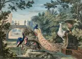 Oiseaux dans un paysage classique by Willem van Royen, Gouache sur papier, sold Dec 2020