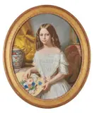 Portrait de Blanche de Monjulin, comtesse Roederer by Constant-Joseph Brochart, 1835, Pastel ovale, sold Dec 2020