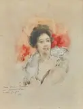 Portrait de jeune femme by Antoine Calbet, Aquarelle, sold Nov 2020