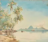 Tahiti, Moorea by William Alister Macdonald, Aquarelle, sold Nov 2020