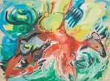 Plongeurs - 1965 by Édouard Pignon, Aquarelle et gouache, sold Nov 2020
