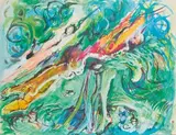 Plongeurs - 1965 by Édouard Pignon, Aquarelle et gouache, sold Nov 2020