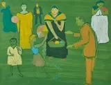 Jeux dans le jardin by Fikret Mualla Saygı, Gouache, sold Nov 2020