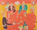 Une partie de cartes by Fikret Mualla Saygı, Gouache, sold Nov 2020