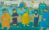 Personnages déambulant by Fikret Mualla Saygı, Gouache, sold Nov 2020