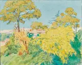 Bâtiment au fond d'un parc, Côte d'Azur by Tony Minartz, Aquarelle, sold Nov 2020