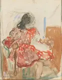 Fillette assise by Henri Lebasque, Aquarelle, sold Jun 2020