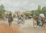 Avenue du bois de Boulogne by Georges Stein, Aquarelle gouachée, sold Jun 2020