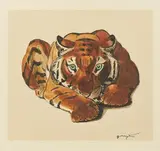 Tigre couché by Georges Lucien Guyot, Aquarelle sur papier, sold Jun 2020