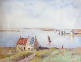 La rivière d'Étel by Léon Duval-Gozlan, Aquarelle gouachée, sold Jun 2020