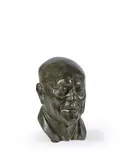 Visage d'homme by Louis Aimé Lejeune, Bronze à patine verte, sold May 2020