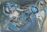 Personnages sur fond bleu by Sophie Bernard, Gouache, sold Mar 2020