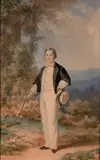 Portrait de jeune homme dans un paysage by Pierre-Roch Vigneron, 1856, Aquarelle signée, sold Mar 2018