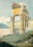 et Giovanni VOLPATO (1735-1803) Ruines du temple de Jupiter Tonnant à Rome by Abraham-Louis-Rodolphe Ducros, Aquarelle sur eau-forte au trait, sold Jan 2018