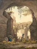 et Giovanni VOLPATO (1735-1803) Intérieur des Thermes de Caracalla by Abraham-Louis-Rodolphe Ducros, vers 1780, Aquarelle et gomme arabique sur eau-forte au trait, sold Jan 2018