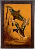 Sans titre by Gaston Suisse, Panneau décoratif en laque gravé à décor de canards colvert, sold Dec 2017