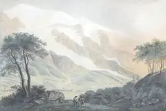 Vue du Mont Blanc» by Johann Heinrich Bleuler, 1801, Gouache sur trait gravé, sold Apr 2018
