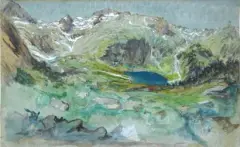 Lacs glacés, 21 août 1855 by Eugène Viollet le Duc, Aquarelle sur trait de crayon, sold Apr 2018