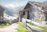 Hameau en montagne by Anna Zuber, 1904, Aquarelle, sold Apr 2018