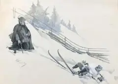 La chute by Alfred Haushofer, Aquarelle et gouache, sold Apr 2018