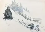La chute by Alfred Haushofer, Aquarelle et gouache, sold Apr 2018