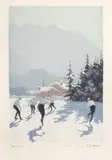 Joueurs de hockey by Edgar Bouilllette, Aquatinte en couleur signée et numerotée:, sold Apr 2018