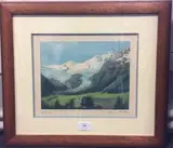 Paysage suisse by Edgar Bouillette, Aquatinte en couleur signée et numérotée:, sold Apr 2018