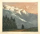 Le Mont Blanc by Henri Meunier, Aquatinte en couleur signée, sold Apr 2018